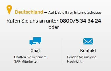 Die Kontaktmöglichkeiten von SAP
