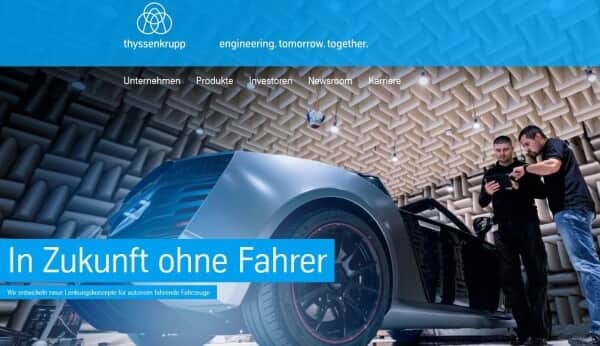Der Webauftritt der Thyssenkrupp