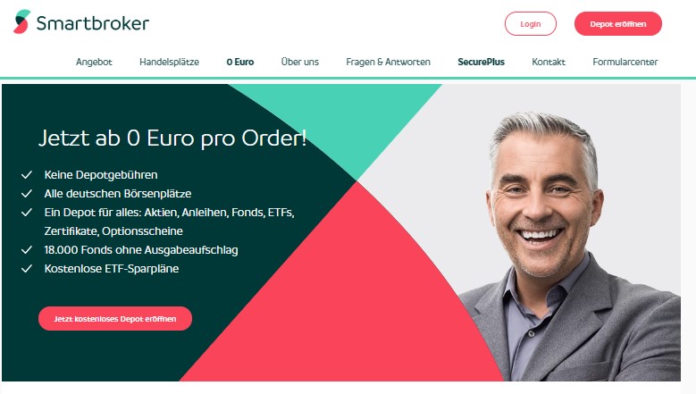 Smartbroker Website - keine Depotgebühren