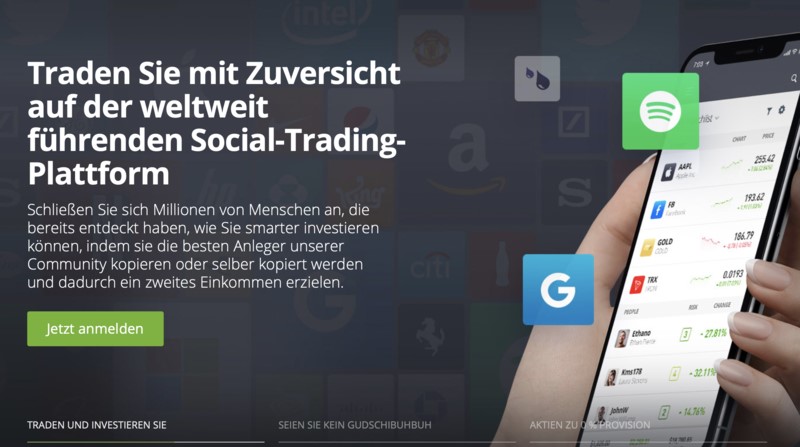 eToro social trading plattform - Derivate Handeln