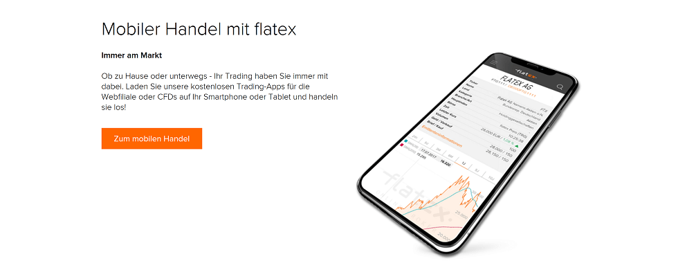Mobiler Handel mit flatex - Abbildung eines Mobiltelefons