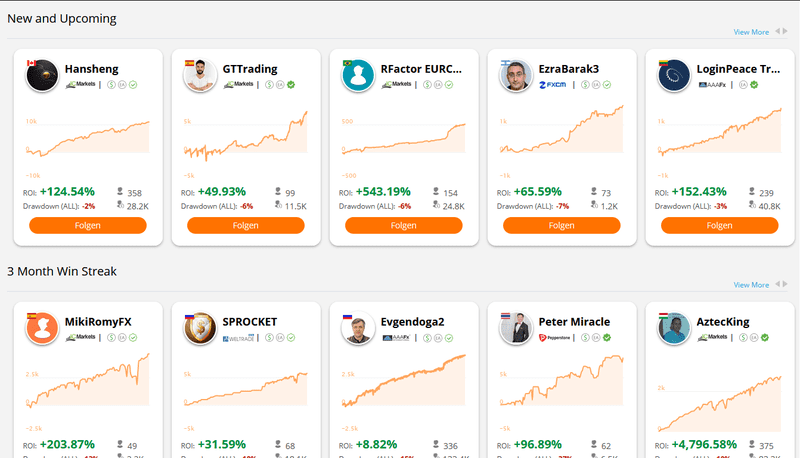 Händler in der Kategorie "New and Upcoming" bei ZuluTrade 