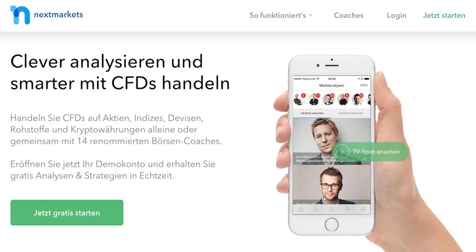Nextmarkets Homepage CFD Handel