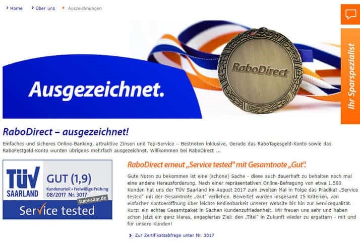 RaboDirect ausgezeichnet - RaboDirect Erfahrungen