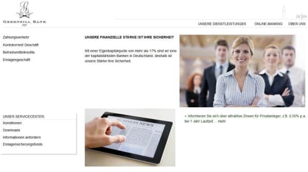 Die Greensill Bank bietet alle üblichen Bankdienstleistungen für Privat- und Geschäftskunden an. 
