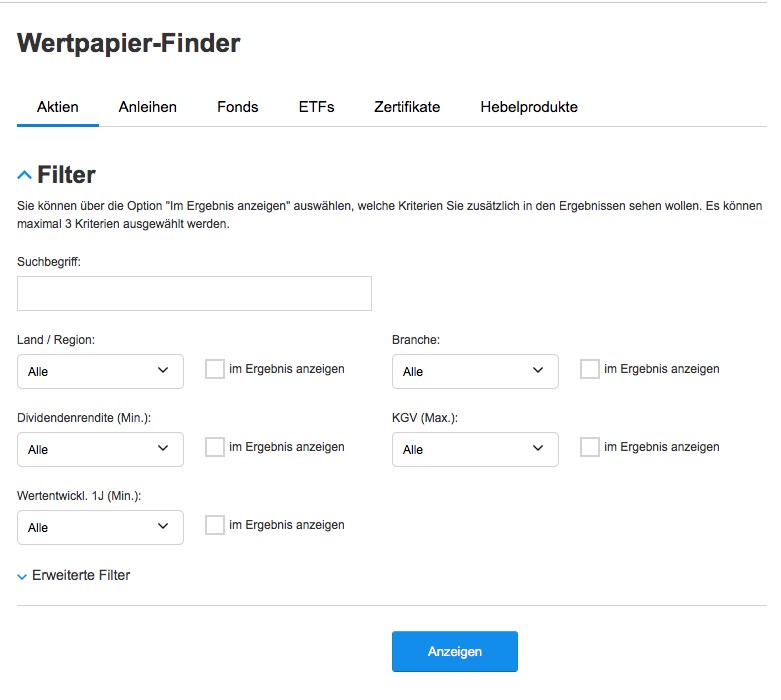 wertpapier finder der DKB - DKB Broker Erfahrungen