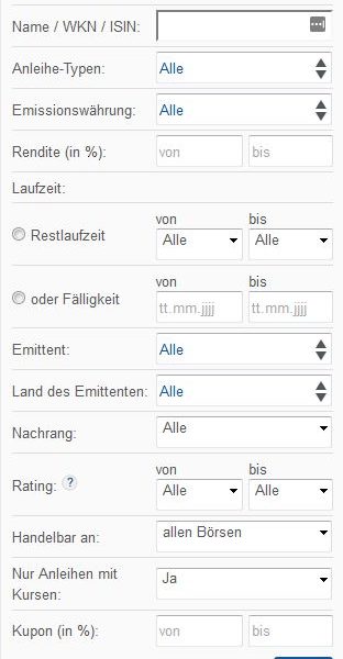 finanzen.net Anleihen Suche