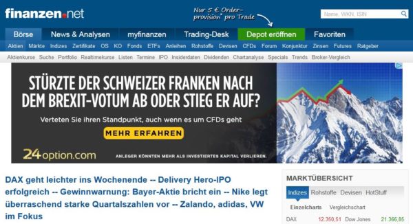 finanzen.net Webauftritt