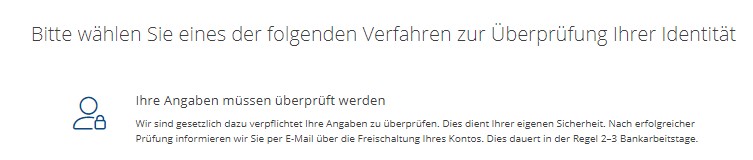 Die Angaben müssen nun von weltsparen überprüft werden. - Weltsparen Geldanlage Erfahrungen