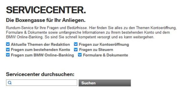 BMW Bank Servicecenter