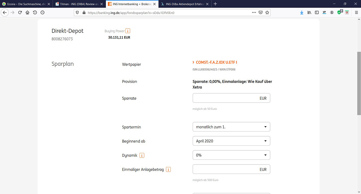 ING direkt-depot sparplan