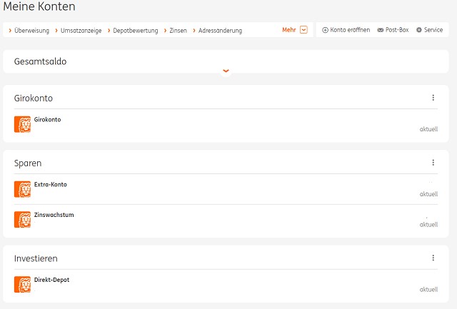 ING kontenübersicht gesamtsaldo