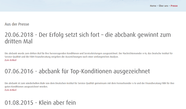 abcbank Auszeichnungen