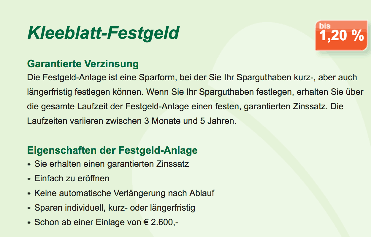 Das "Kleeblatt-Festgeld" der GarantiBank