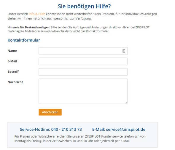 Kundendienst-Zinspilot