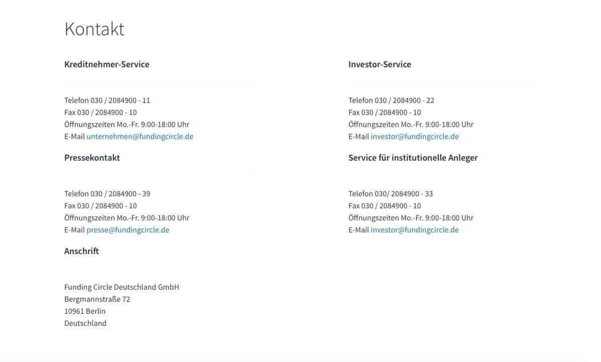 Funding Circle Kontakt