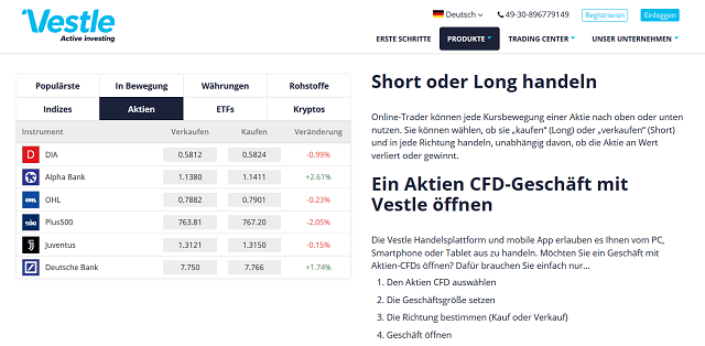 CFD Aktien Vestle - Vestle Erfahrungen