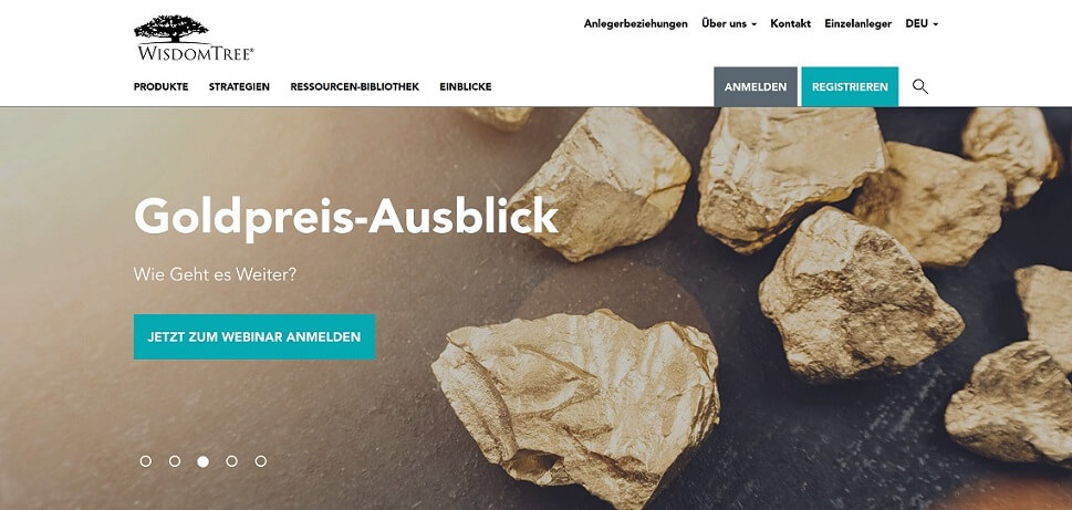 Wisdomtree Webseite - Goldpreis-Ausblick