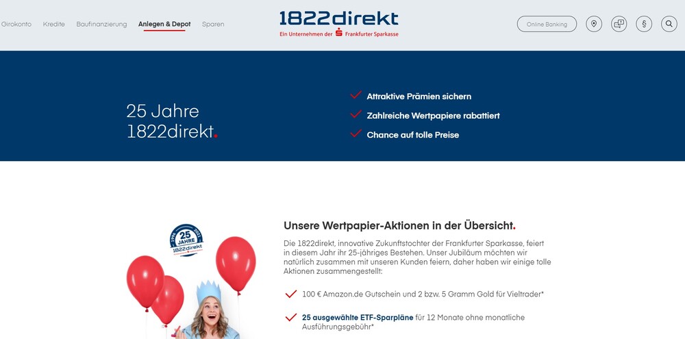 1822 Homepage - 20.000 Euro anlegen