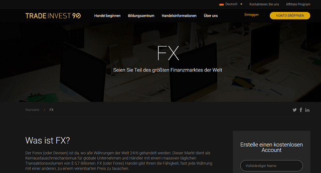 Tradinvest 90 Website