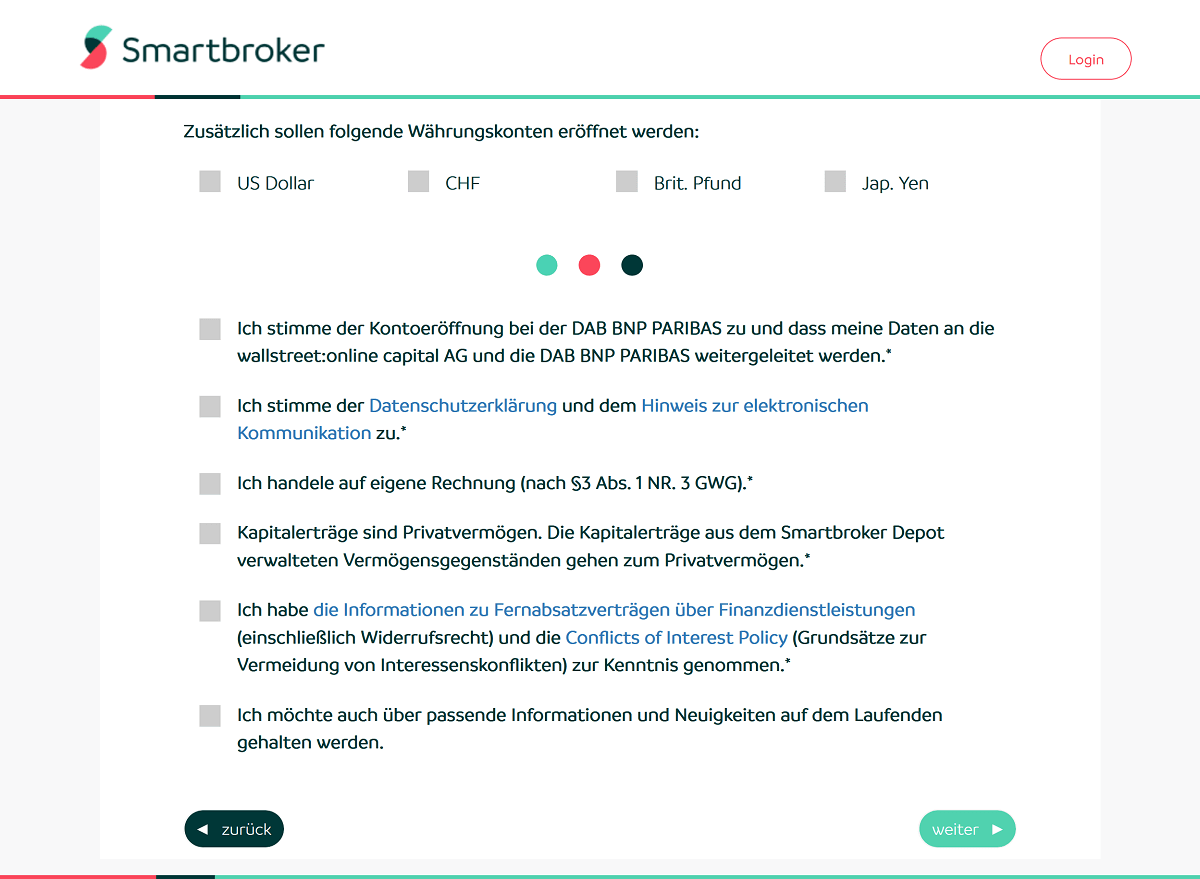 Smartbroker Depot eröffnen: Schritt 3.1