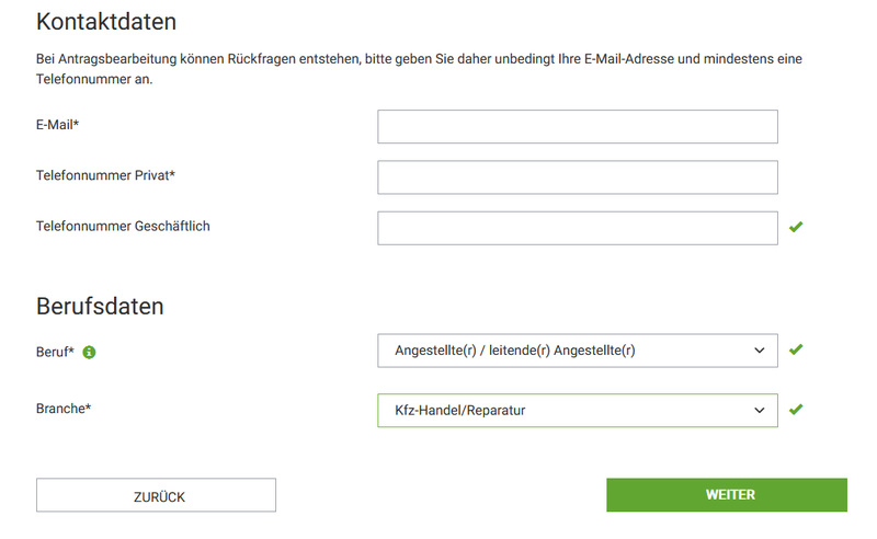 kontaktdaten formular