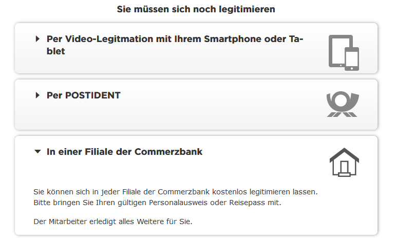 Übersicht über Möglichkeiten der Legitimierung - commerzbank depot erfahrungen