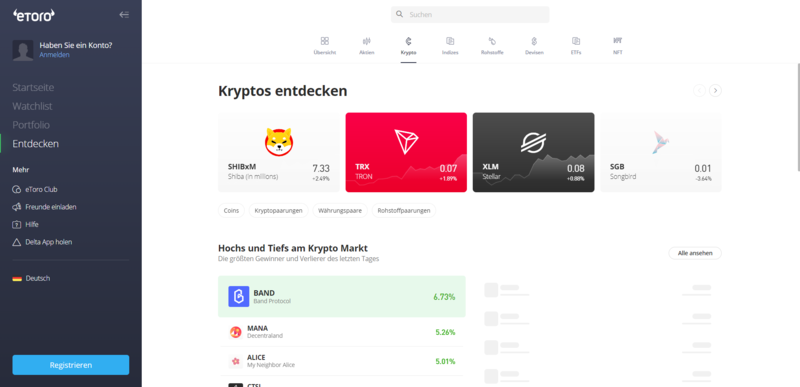 etoro Kryptowährungen