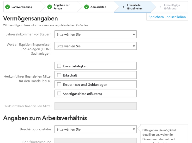 Angaben zu Vermögen und Job bei IG