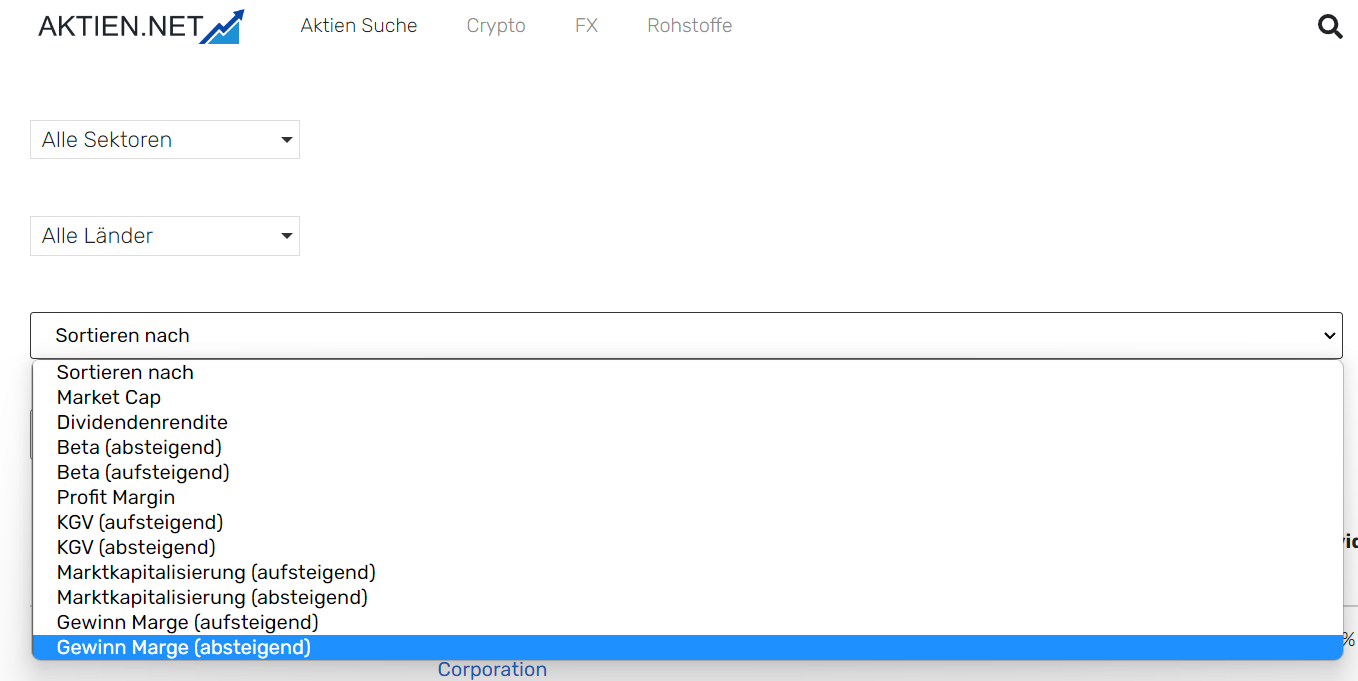Aktienanalyse Tool bei Aktien.net Schritt 2