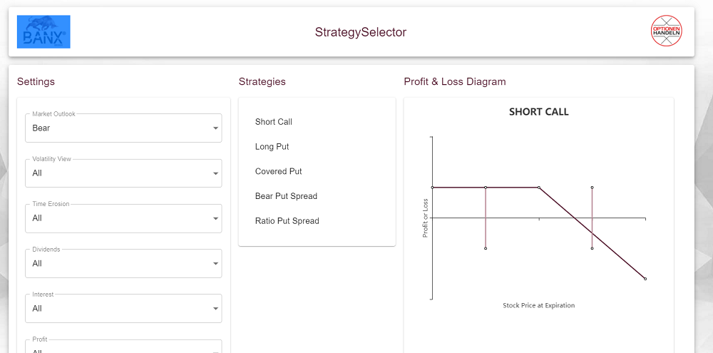 Banx Optionen Erfahrungen Screenshot des StrategySelector