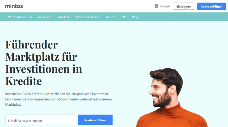 Website von Mintos - p2p Plattformen Vergleich