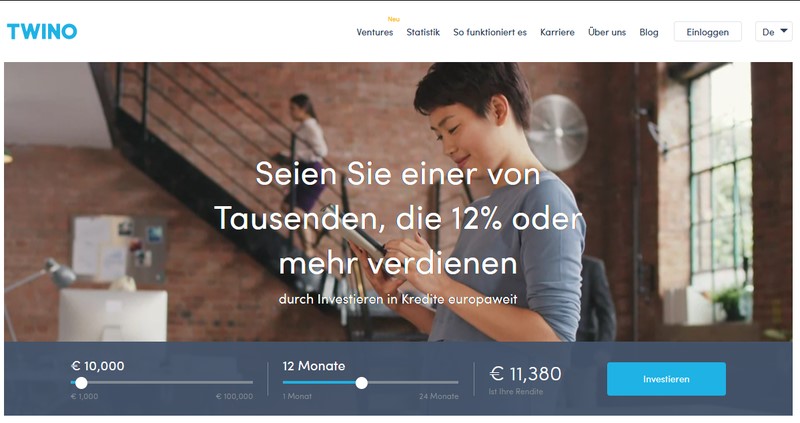 Website Twino - p2p Plattformen Vergleich