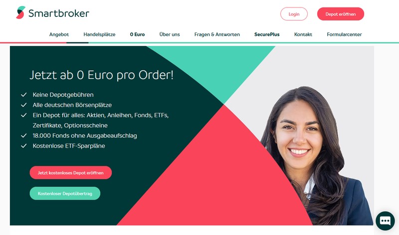 Smartbroker Website - Neo Broker Vergleich