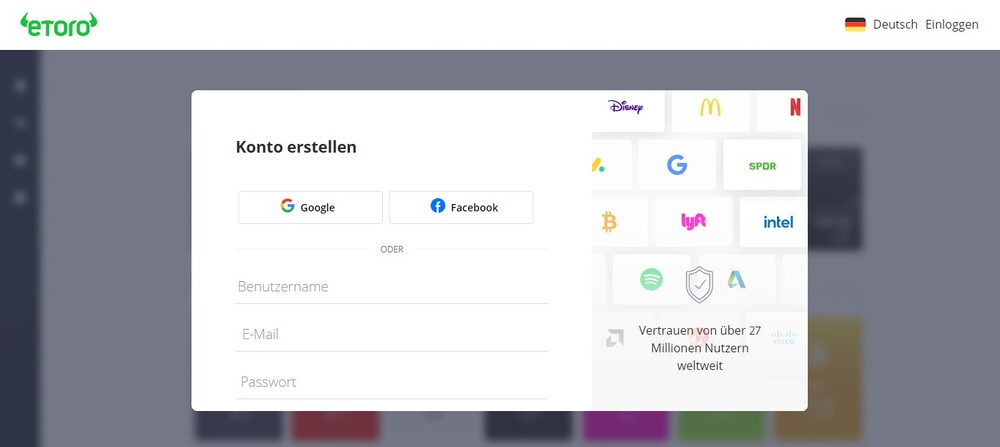 eToro Anmeldung
