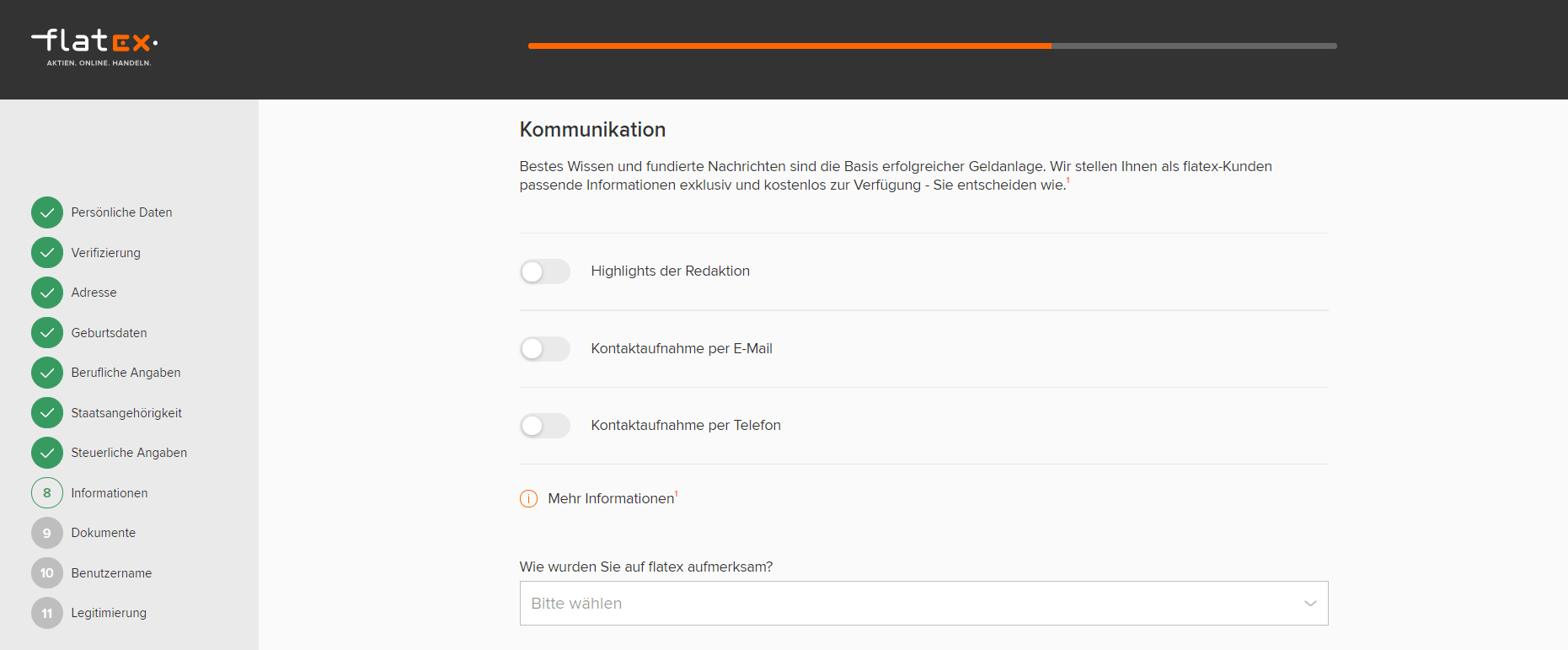 Flatex Registrierung - 6. Schritt