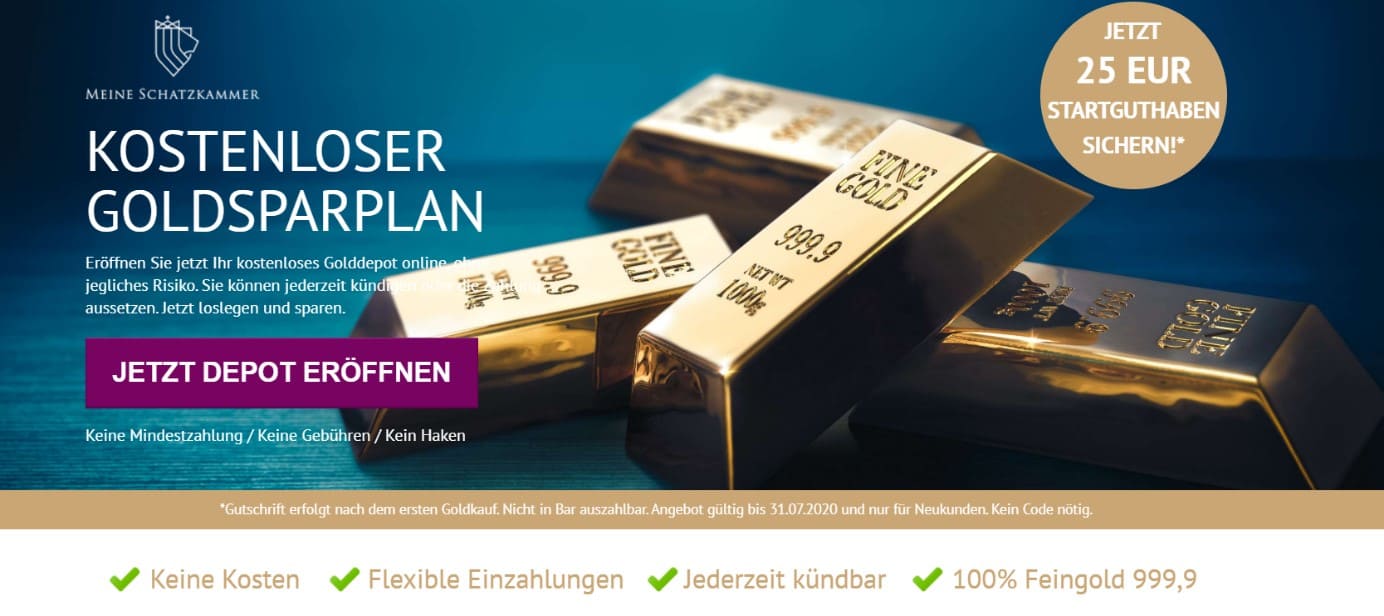 Meine Schatzkammer - Depot für kostenlosen Goldsparplan eröffnen