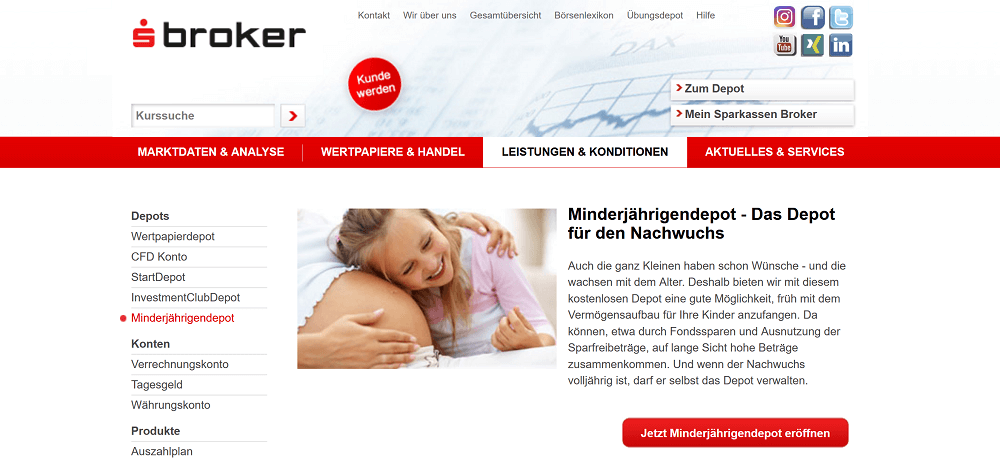 S Broker Aktiendepot für Kinder