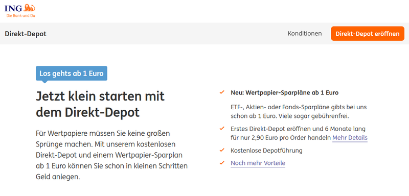 ING Direkt Depot Webseite - Direktbank Vergleich