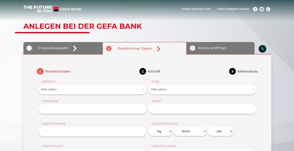 Antragsformular der GEFA Bank