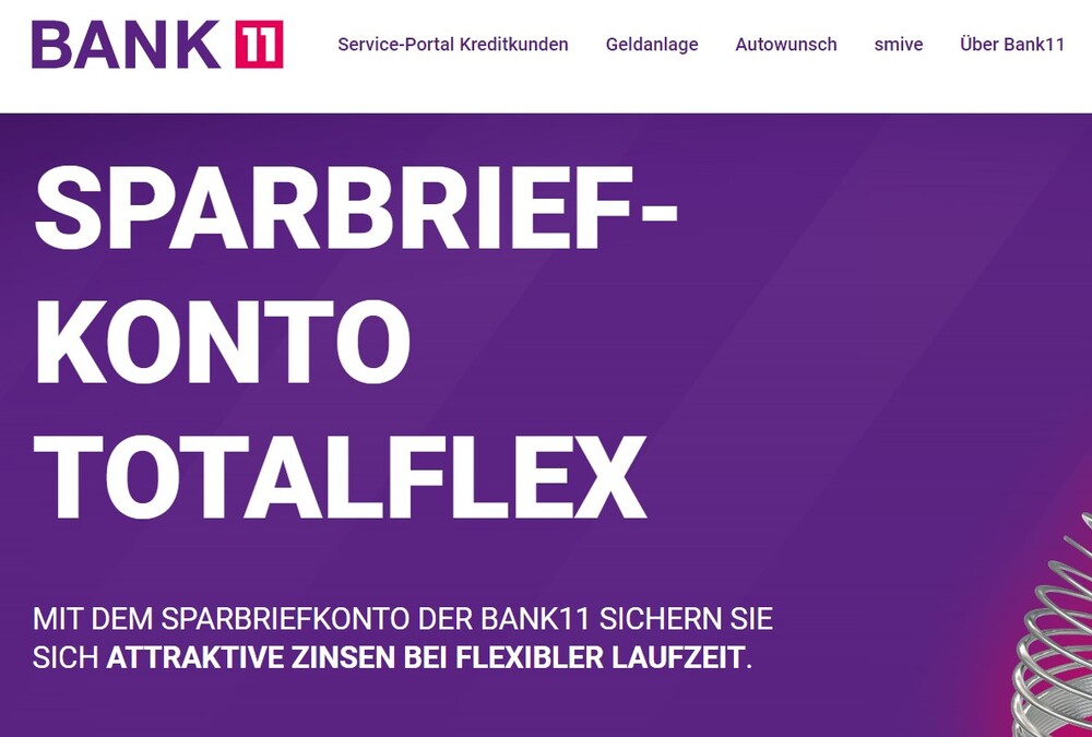 Internetseite der Bank11