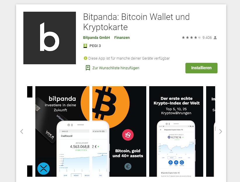 Die Bitpanda App steht zum Download in Google Play zur Verfügung