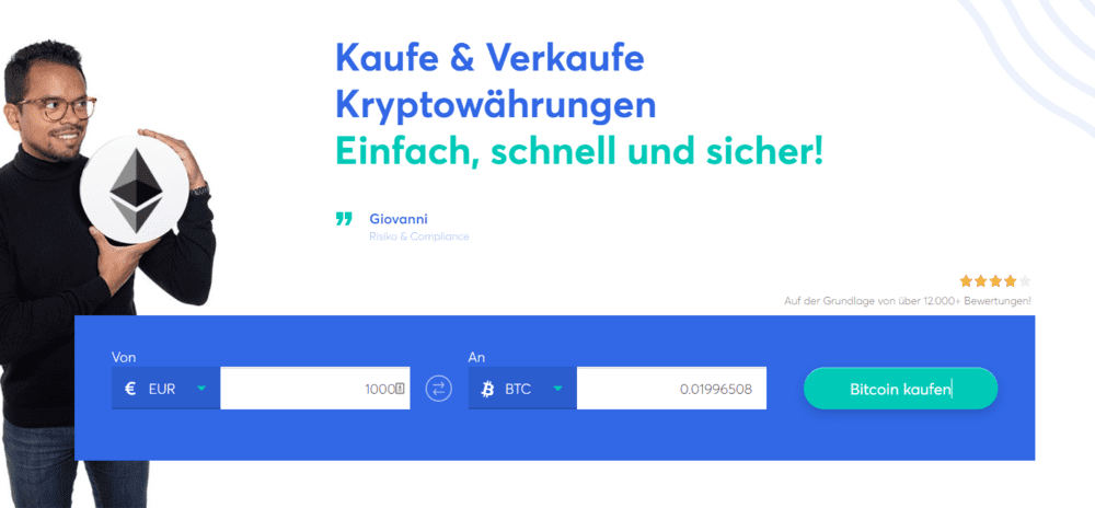 Für 1.000 Euro erhalten Sie 0,01996508 BTC per 19.03.2021 - Bitcoin Wechselstube