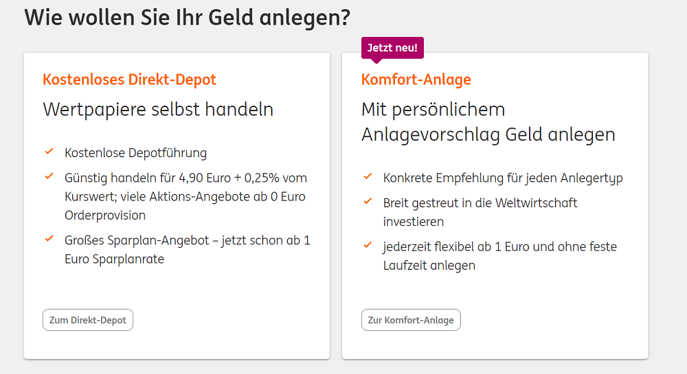 ING Website Geldanlage - ING Komfort Anlage