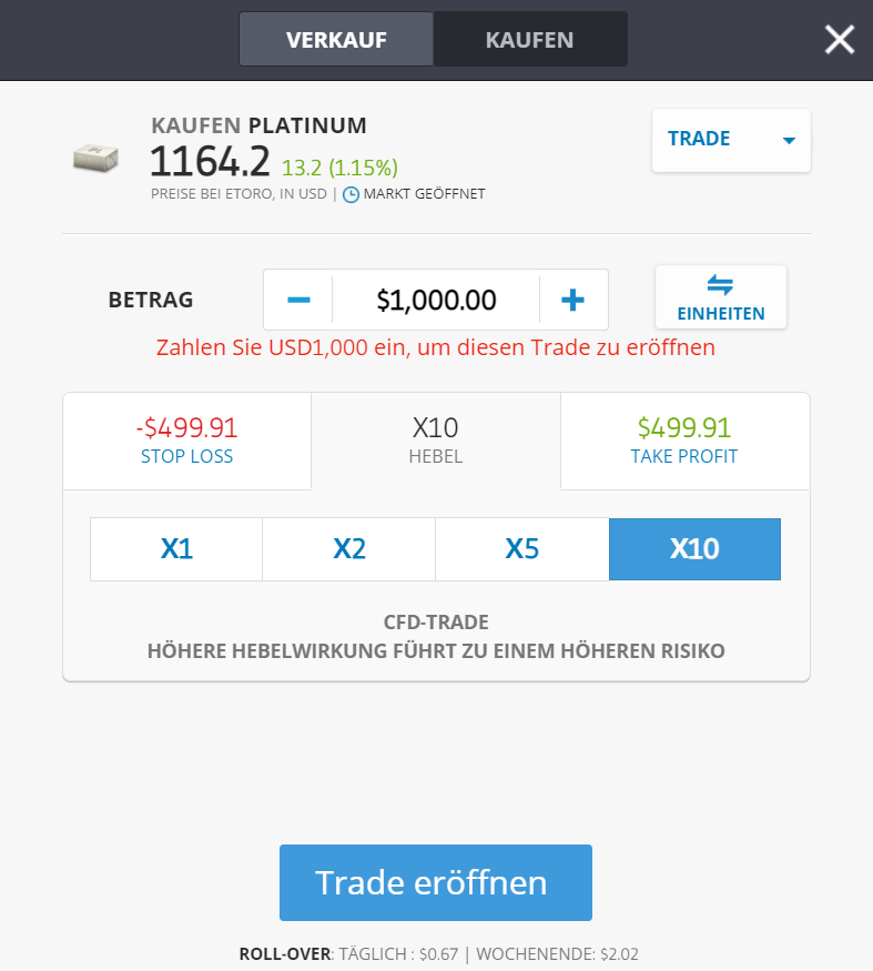 Palladium eToro kaufen Odermaske Screenshot